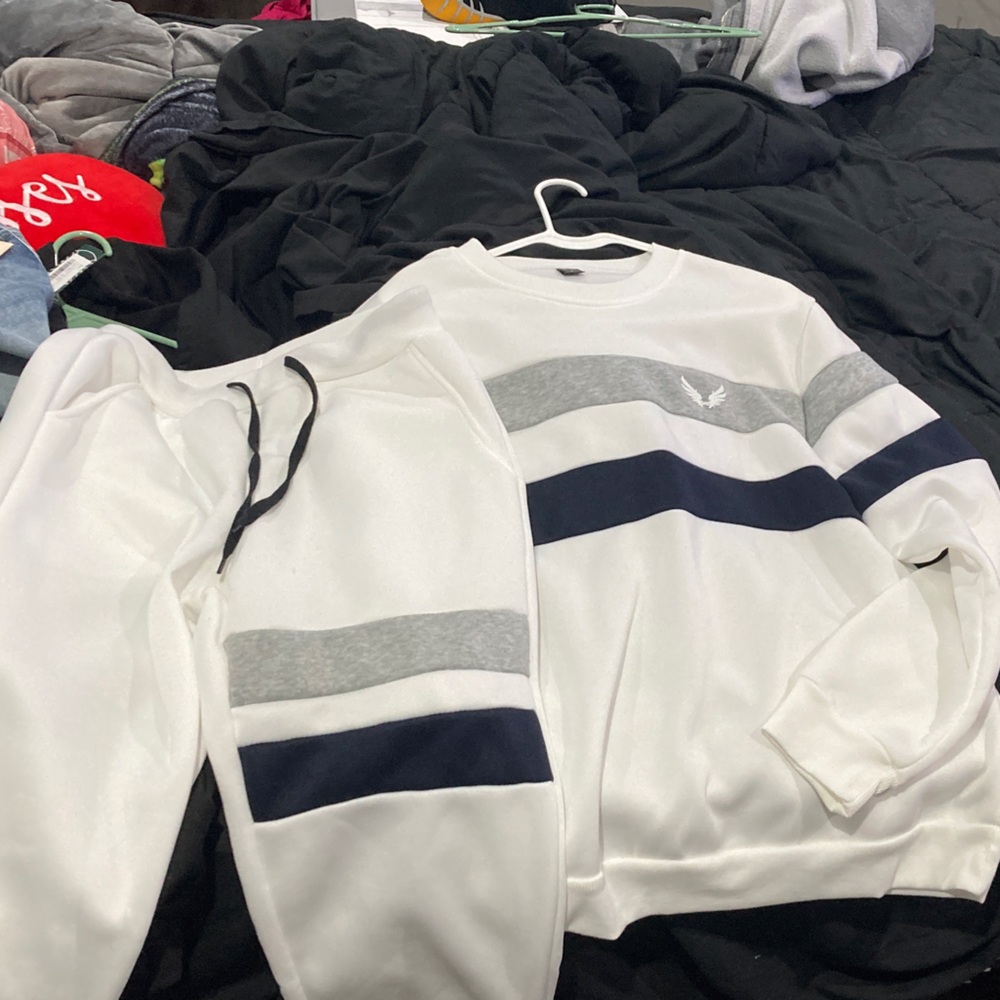 Classic White and Gray Sweatshirt with Navy Accents never been worn.
